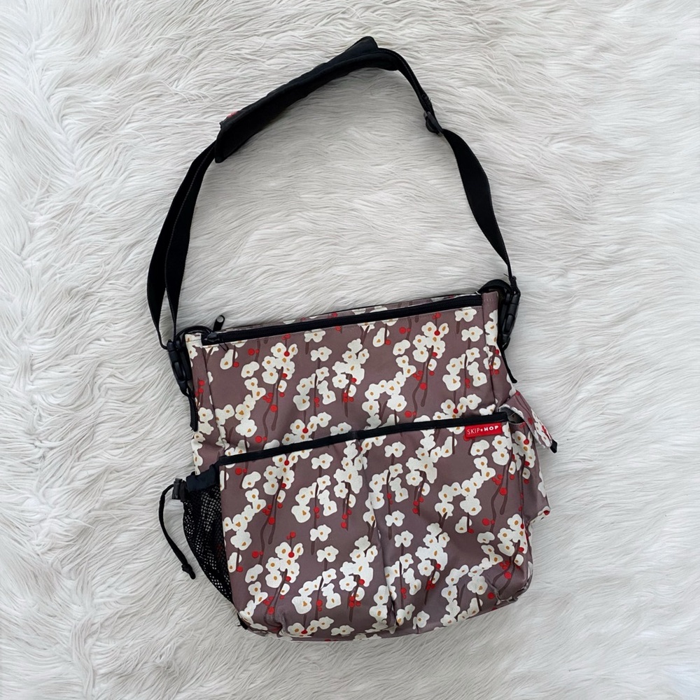 Skip Hop Duo Tan Cherry Blossom Messenger Style Diaper Bag